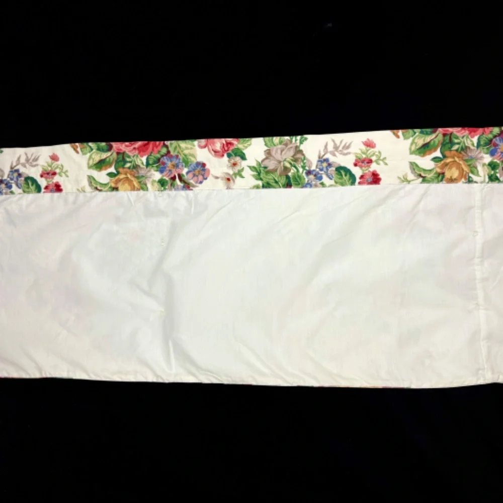 Vintage Cabbage Roses Cotton Chintz Valance Floral Decorator 2.8 yds X 20 in - Picture 10 of 13